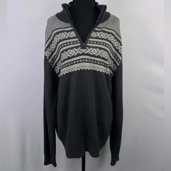 Original Weatherproof Vintage Men's Charcoal and White Zip Up Sweater Medium - Picture 2 of 8